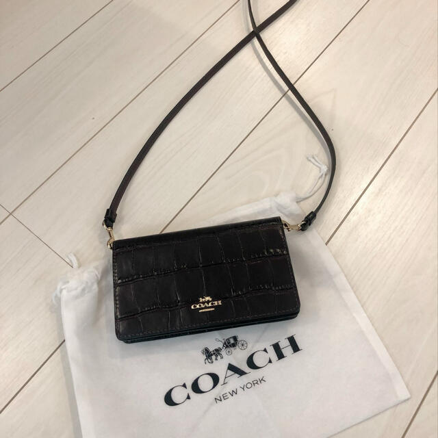 COACH(コーチ)のCOACH コーチ 　クロコ型押し　 ブラウン　ショルダーバッグ　レザー　美品 レディースのバッグ(ショルダーバッグ)の商品写真