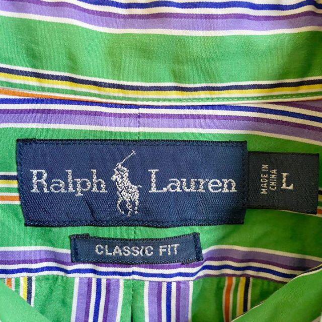 Ralph Lauren - ラルフローレン ストライプシャツ BD L 刺繍 ポニー 黄