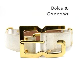 ドルチェアンドガッバーナ(DOLCE&GABBANA)の《最終値》Dolce & Gabbana ベルト ホワイト 本革 ヌメ革 D&G(ベルト)