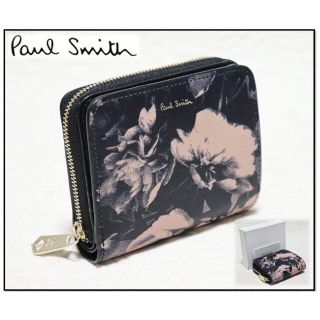 ポールスミス(Paul Smith)の新品【ポールスミス 】フローラル花柄 ファスナー折り財布 黒 プレBOX付き(財布)