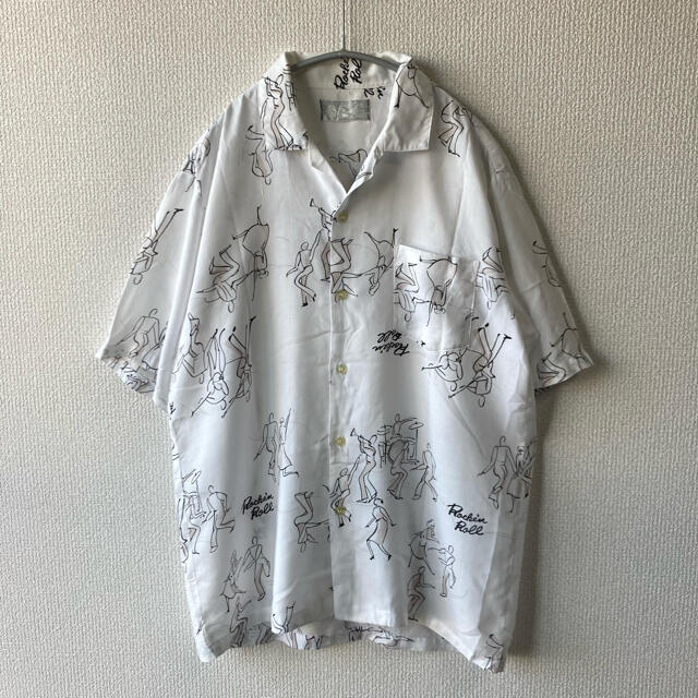 Santa Monica(サンタモニカ)の古着　オープンカラー　半袖シャツ　ロック　バンド レディースのトップス(シャツ/ブラウス(半袖/袖なし))の商品写真