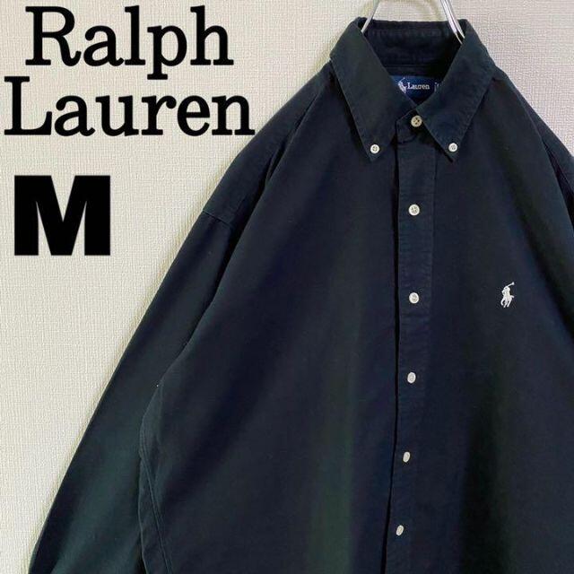 ラルフローレン BDシャツ ブラック メンズ M 刺繍 ポニー 白  黒