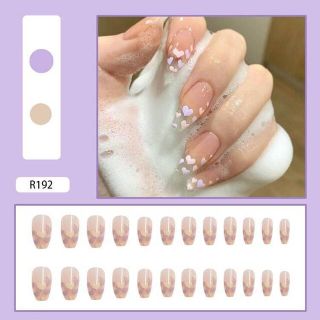 ネイルチップ ハート クリア ピンク かわいい 韓国ネイル 量産型ネイル