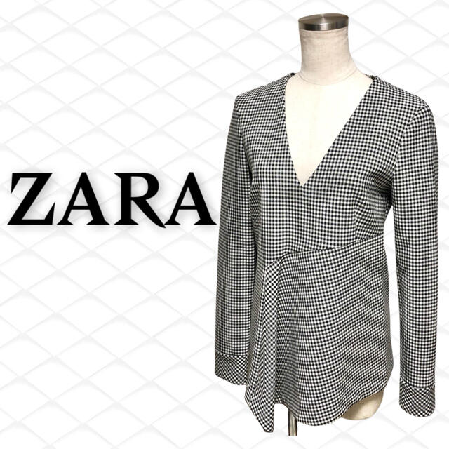 ZARA(ザラ)の72. ZARA ギンガムチェックカットソー レディースのトップス(カットソー(長袖/七分))の商品写真