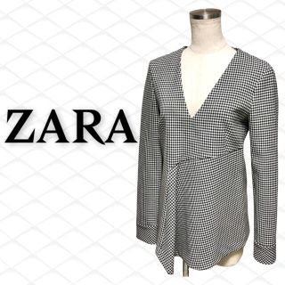 ザラ(ZARA)の72. ZARA ギンガムチェックカットソー(カットソー(長袖/七分))