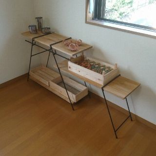 フルセット アイアンラック キャンプ アウトドア 什器 多肉植物 テーブル 棚(アウトドアテーブル)