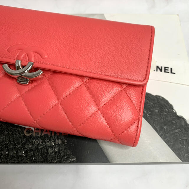 CHANEL シャネル 長財布 ハーフココ マトラッセ フラップ 財布ピンク