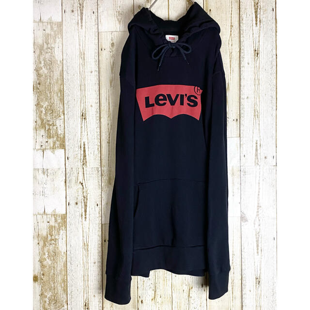 Levi's(リーバイス)のLevi′s リーバイス　パーカー　ロゴ入り　ネイビー　男女兼用　ダボっと　M メンズのトップス(パーカー)の商品写真