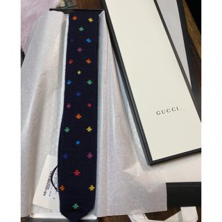 グッチ(Gucci)のGUCCI❤️Beeニットネクタイ・紺・美品(ネクタイ)