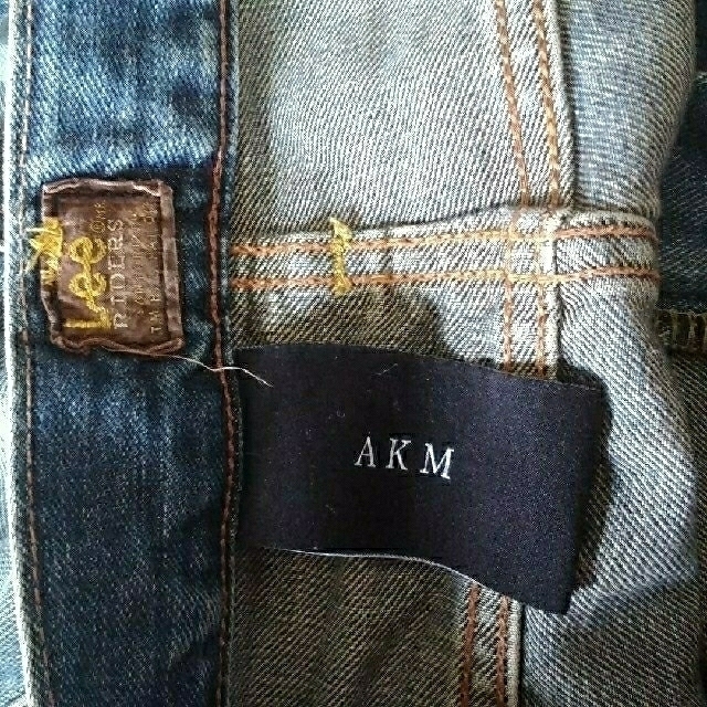 AKM(エイケイエム)の希少 XL AKM Lee デニム コラボ レザー メンズのパンツ(デニム/ジーンズ)の商品写真