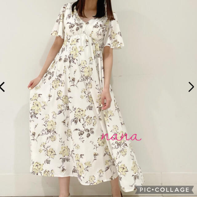 gelato pique(ジェラートピケ)のギフトフラワーモチーフ ドレス♡オフホワイト レディースのルームウェア/パジャマ(ルームウェア)の商品写真