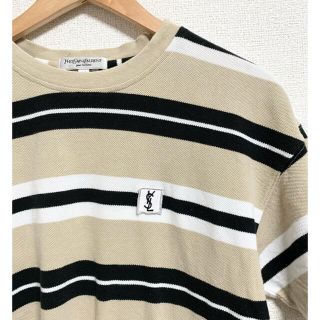 サンローラン(Saint Laurent)のイヴ・サンローラン　ヴィンテージ　Tシャツ　ワンポイントロゴ　ボーダー　鹿子　M(Tシャツ/カットソー(半袖/袖なし))