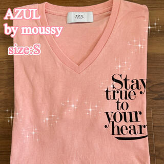 アズールバイマウジー(AZUL by moussy)の新品 AZUL by moussy Ｖネック Tシャツ Sサイズ ピンク マウジ(Tシャツ(半袖/袖なし))