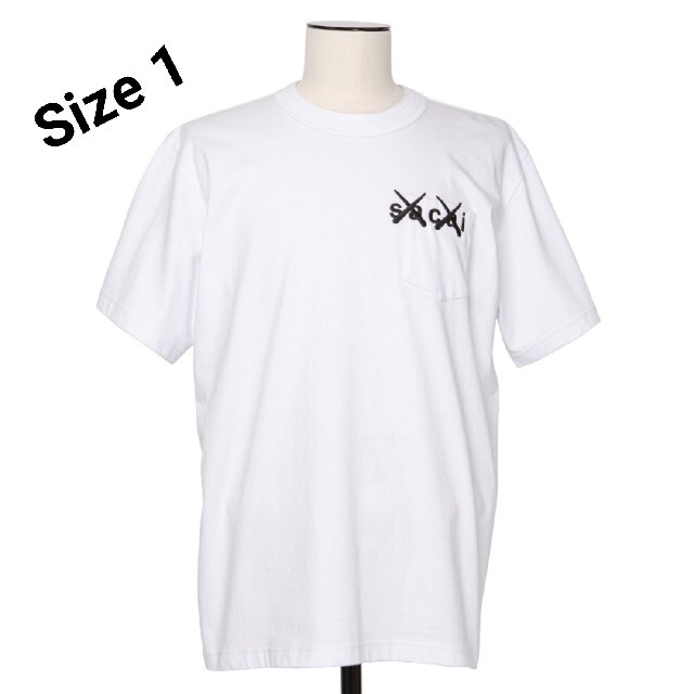 【新品・未着用】sacai x kaws ロゴ刺繍 Tシャツ サイズ1