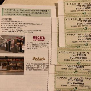 ジェイアール(JR)の900円分　ベックスコーヒー　ベッカーズ　割引券　JR東日本株主優待券(レストラン/食事券)