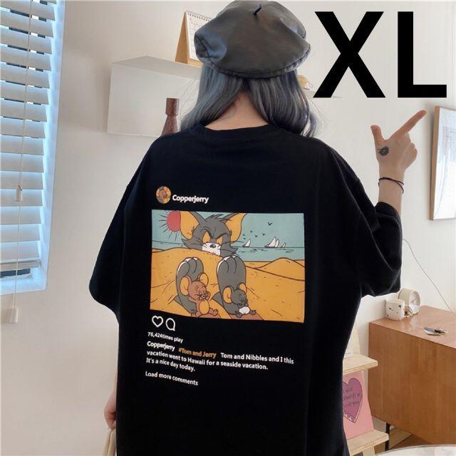 春夏新作 トムとジェリー オーバーサイズ TEE 黒 XL メンズのトップス(Tシャツ/カットソー(半袖/袖なし))の商品写真