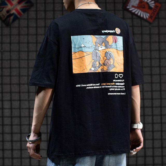 春夏新作 トムとジェリー オーバーサイズ TEE 黒 XL メンズのトップス(Tシャツ/カットソー(半袖/袖なし))の商品写真