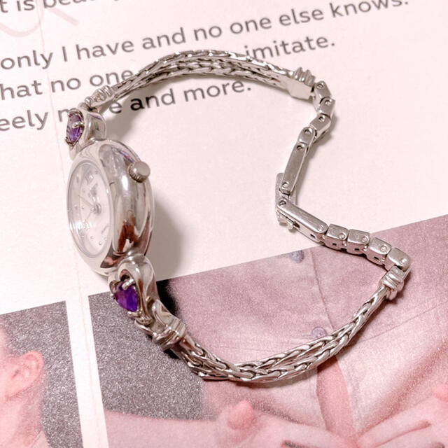 【ELIZABETH】シェル文字盤　ハートストーン　腕時計　美品　稼働品 レディースのファッション小物(腕時計)の商品写真