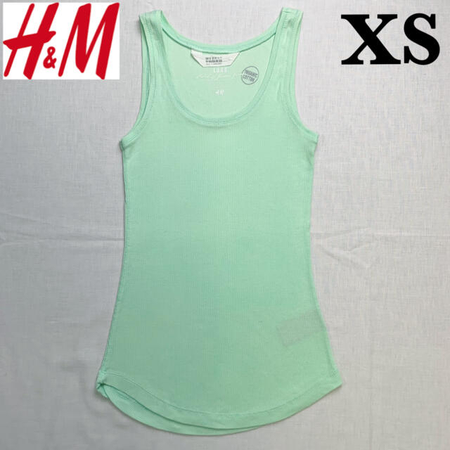 H&M(エイチアンドエム)の【XSサイズ】H&M （エイチアンドエム）ネオングリーンタンクトップ レディースのトップス(タンクトップ)の商品写真