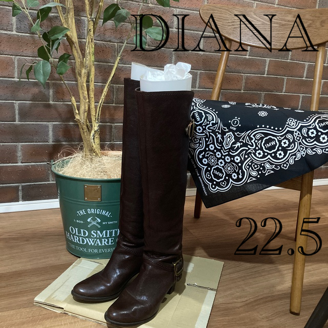 ☆美品☆ DIANA ブーツ ブラック ヒール ピンヒール ロング 23 M-