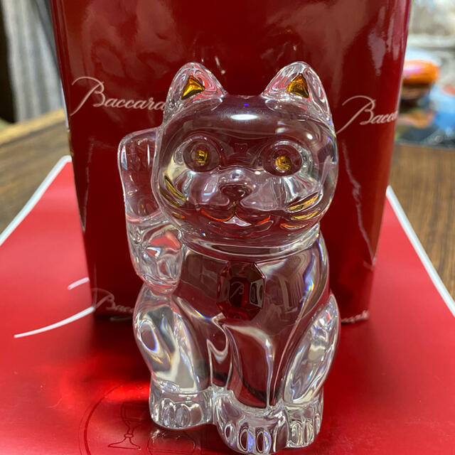 baccara❤️バカラ招き猫クリスタル・レッドオクトゴン新品 www