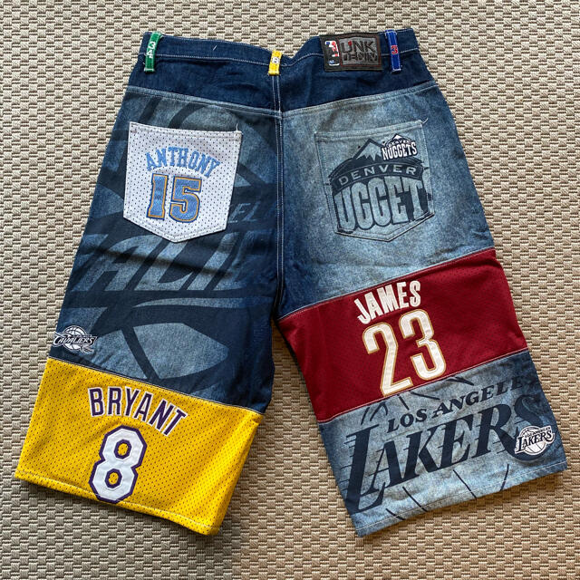 美品】コムドットゆうた NBA デニムパンツ パッチワーク ハーフパンツ