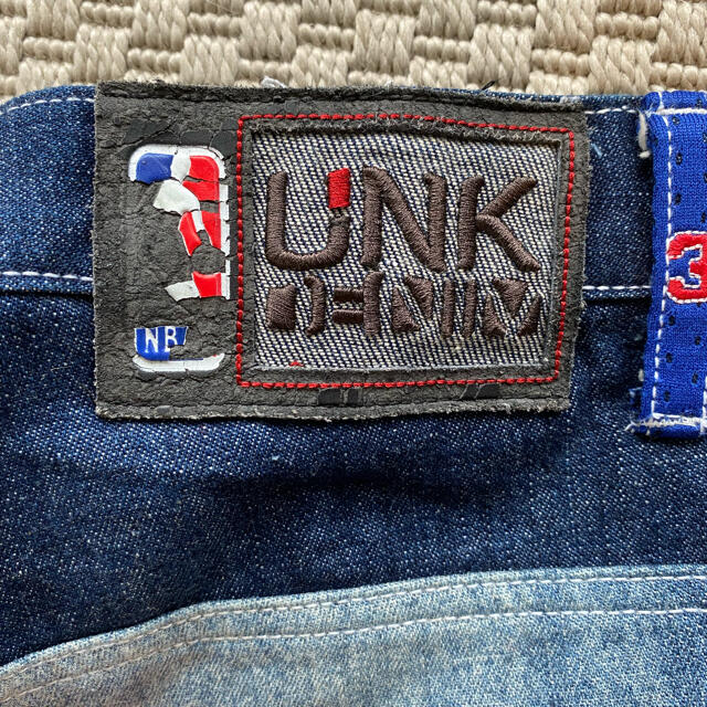 美品】コムドットゆうた NBA デニムパンツ パッチワーク ハーフパンツ
