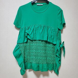 ザラ(ZARA)のUsed 緑 グリーン Tシャツ ブラウス ZARA(Tシャツ(半袖/袖なし))