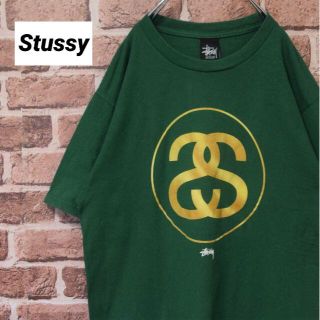 ステューシー(STUSSY)の《ステューシー》ビッグシャネルロゴ　グリーン　Mサイズ　Tシャツ(Tシャツ/カットソー(半袖/袖なし))