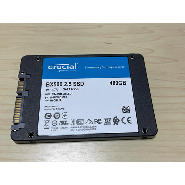crucial SSD 480GB  BX500 使用時間9時間