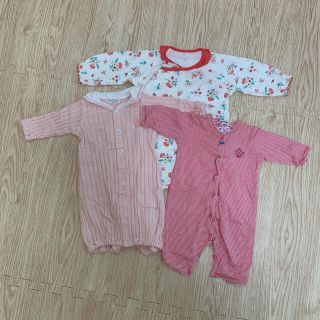 プチバトー(PETIT BATEAU)の【プチバトー他】50〜70cm ロンパース・カバーオール3枚セット(ロンパース)