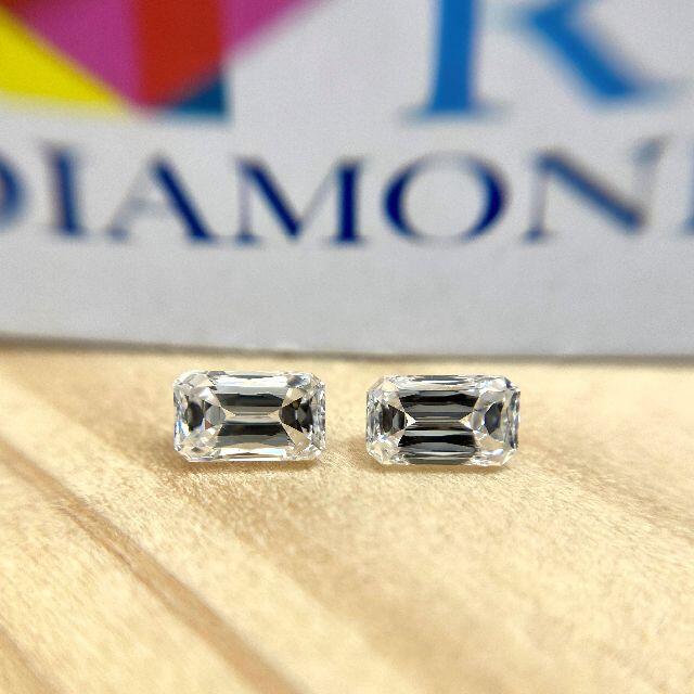 Dカラー VVS2 長方形RCT！ 0.371ct/0.285ct/RT0803 レディースのアクセサリー(その他)の商品写真