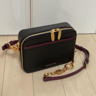 Charles and Keith - ダブルジップクロスボディバッグ ブラックの通販