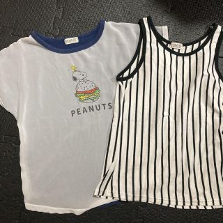 スヌーピー(SNOOPY)のスヌーピーハンバーガー柄とタンクトップ2点セット 150センチ(Tシャツ/カットソー)