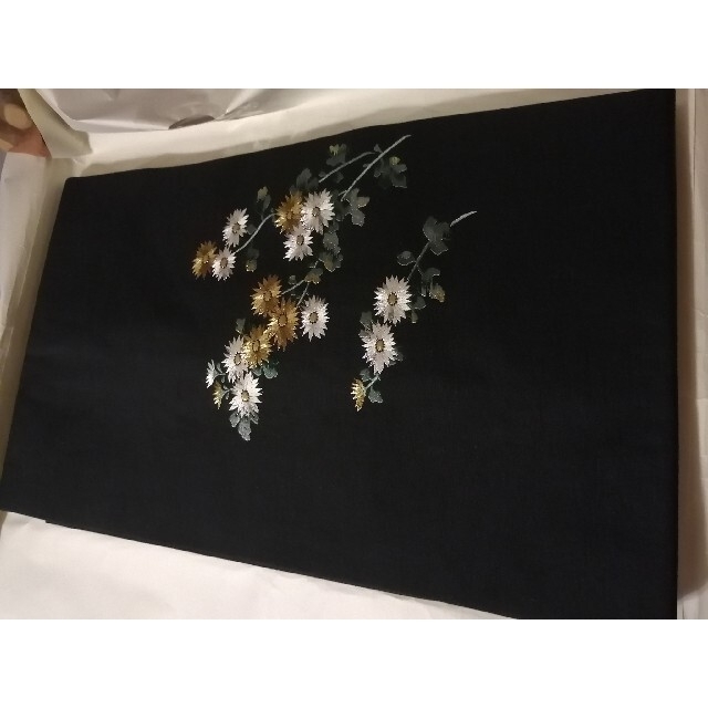 紬 名古屋帯 刺繍 小菊-