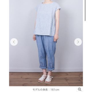 ネストローブ(nest Robe)のnestRobeコットンストライプフレンチスリーブ(シャツ/ブラウス(半袖/袖なし))