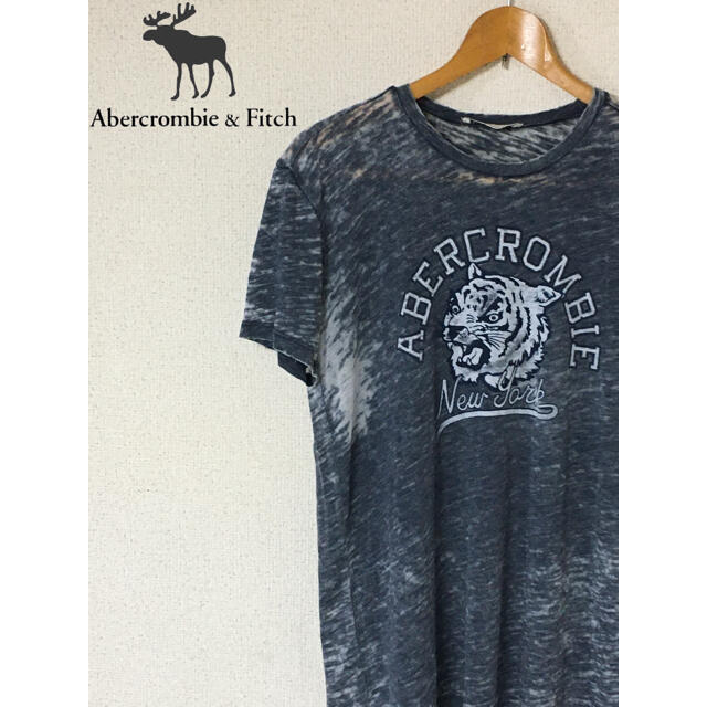 Abercrombie&Fitch(アバクロンビーアンドフィッチ)のアバクロ　ダメージ　ダメージ加工　寅　虎　タイガー　グレー　灰色 メンズのトップス(Tシャツ/カットソー(半袖/袖なし))の商品写真