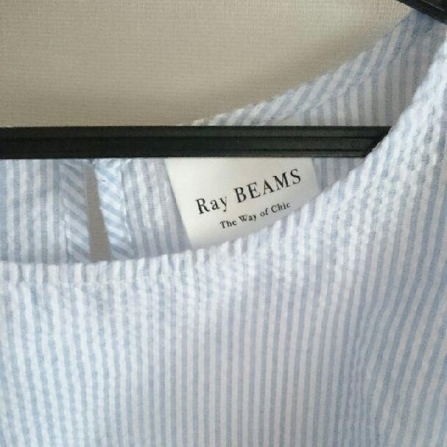 Ray BEAMS(レイビームス)のレイビームス ビームス フリル袖カットソー ブラウス ストライプ M レディースのトップス(シャツ/ブラウス(半袖/袖なし))の商品写真