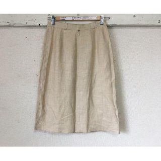 K541★ バーバリー 麻リネン スカート ミモレ丈 膝下 上品 生成 9