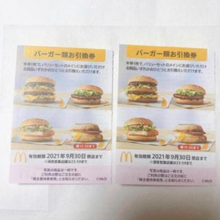 マクドナルド　バーガー類2枚　株主優待　引換券　マック(フード/ドリンク券)