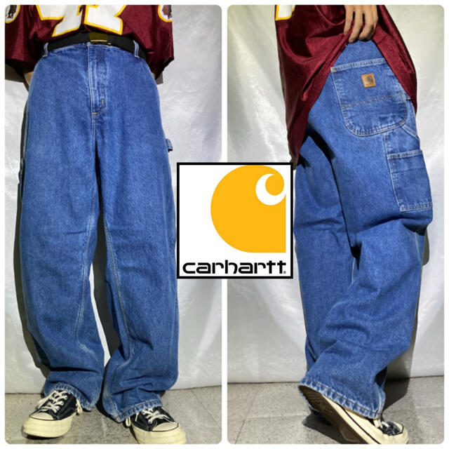 carhartt(カーハート)のメキシコ製 Carhartt ペインターパンツ 革ロゴ デニム インディゴブルー メンズのパンツ(ペインターパンツ)の商品写真