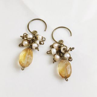 Retro ＊ natural stone & pearl pierce(ピアス)