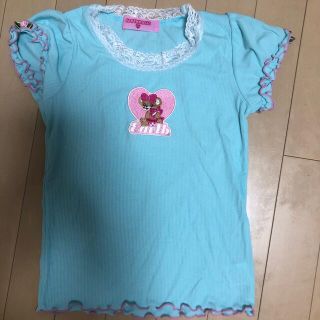 アースマジック(EARTHMAGIC)のMoana様、専用❤️テレコシャツ　袖フリル薔薇(Tシャツ/カットソー)