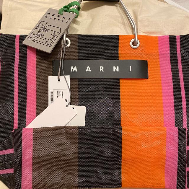 マルチスト Marni - 新品 紙袋付き マルニ フラワーカフェ トートバッグ ストライプバッグ ブラウンの通販 by The_Gift