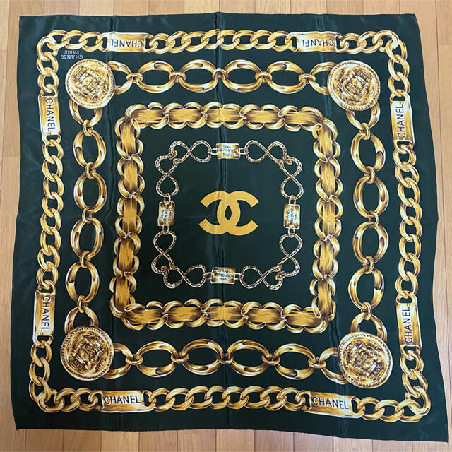 CHANEL - ヴィンテージ CHANEL シャネル ロゴ チェーン柄 シルク CHANEL - ヴィンテージ CHANEL シャネル ロゴ チェーン柄 シルク