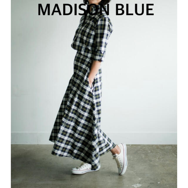 MADISON BLUE】グラフチェックパターンシャツ、スカート2点セット-