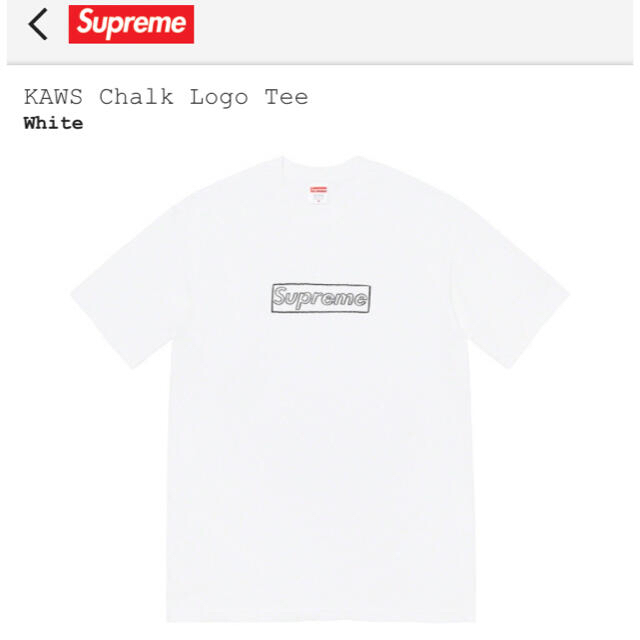 supreme kaws Chalk Logo Tee white S