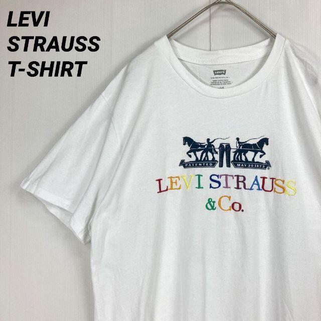 Levi's(リーバイス)の【ユニセックス古着】リーバイス　プリント刺繍Tシャツ ホワイト　白　サイズL メンズのトップス(Tシャツ/カットソー(半袖/袖なし))の商品写真