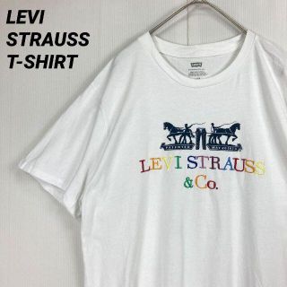 リーバイス(Levi's)の【ユニセックス古着】リーバイス　プリント刺繍Tシャツ ホワイト　白　サイズL(Tシャツ/カットソー(半袖/袖なし))