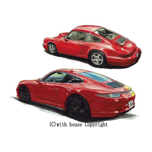 GC-1447ポルシェ911/911-GTS限定版画直筆サイン額装作家平右ヱ門 1